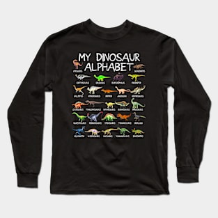 Dinosaurs Alphabet A-Z ABC Dino Identification Long Sleeve T-Shirt